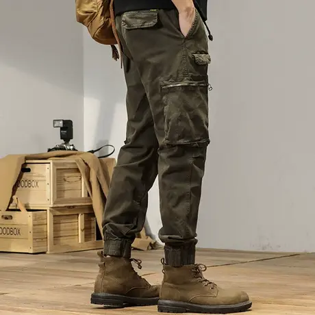 工装裤子男秋冬季韩版潮流休闲裤男生帅气百搭束脚哈伦休闲宽松裤商品大图