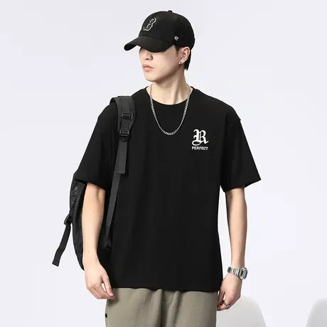 字母印花夏日上衣男士t恤男装圆领半袖体恤短袖男款夏季薄款纯棉t商品大图