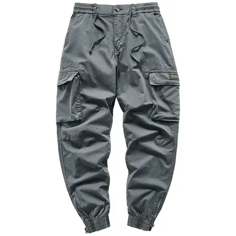 VIP夏季工装裤男潮牌美式复古拉链小脚休闲长裤宽松哈伦束脚裤子商品大图