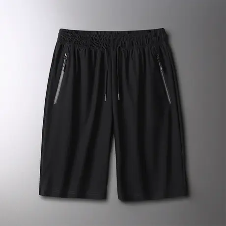 夏季新款外穿休闲运动短裤男ins薄款速干冰丝裤子黑色宽松五分裤商品大图