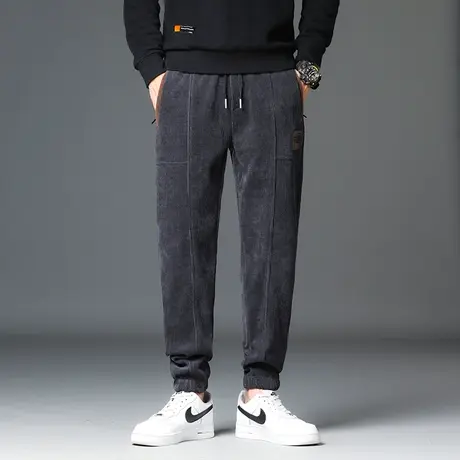 百搭痞帅卫裤修身长裤工装休闲裤运动黑色弹力男士秋季灯芯绒裤子商品大图