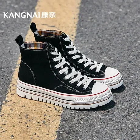 清仓康奈官方女鞋真皮高帮鞋女士学生休闲百搭板鞋时尚防滑短靴商品大图