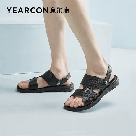 意尔康凉鞋男2024夏季透气真皮全牛皮男士沙滩鞋防滑软底凉拖鞋子商品大图