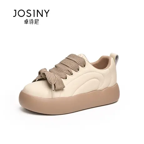 卓诗尼厚底白色蓬蓬鞋女2024新款休闲女鞋百搭小白板鞋复古德训鞋商品大图
