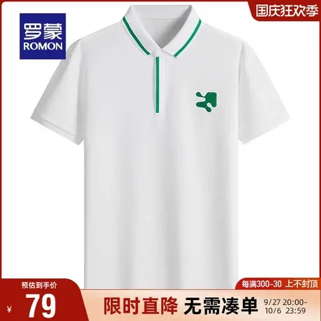 罗蒙男士短袖翻领POLO衫2023夏季新款中青年上衣时尚休闲刺绣T恤商品大图