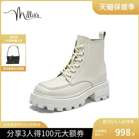 millies妙丽女鞋2023冬新款时尚简约时装女马丁靴女皮靴9186ADD3图片