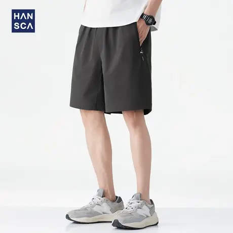 hansca纯色百搭四面弹休闲短裤男2025夏季透气速干凉感运动五分裤图片