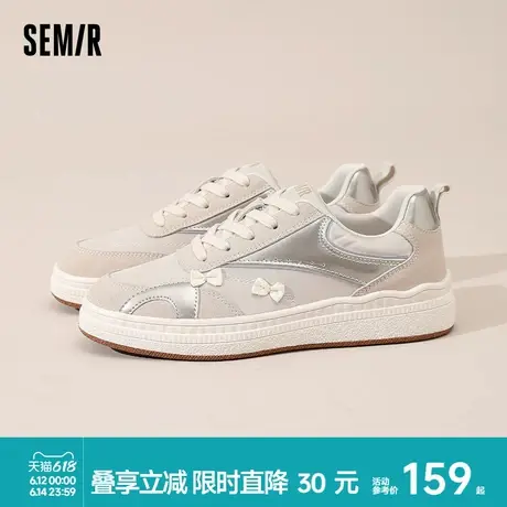 Semir女鞋板鞋2025新款春夏季蝴蝶结芭蕾百搭小白鞋休闲早秋鞋子商品大图