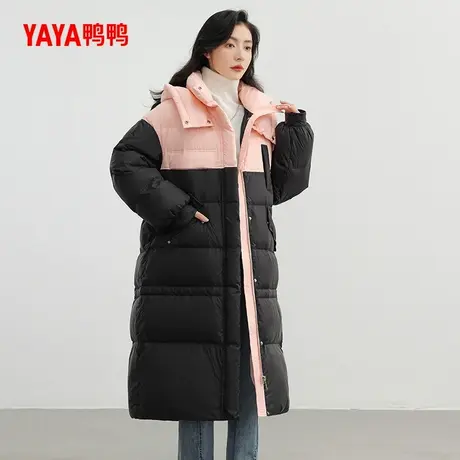 【鸭鸭甄选】羽绒服女2024冬季反季过膝中长款韩版时尚鸭绒外套商品大图