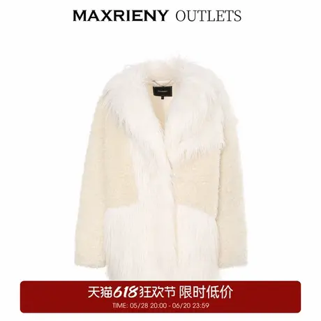 【奥莱】MAXRIENY羊羔毛拼接皮草冬季仿毛呢外套保暖图片