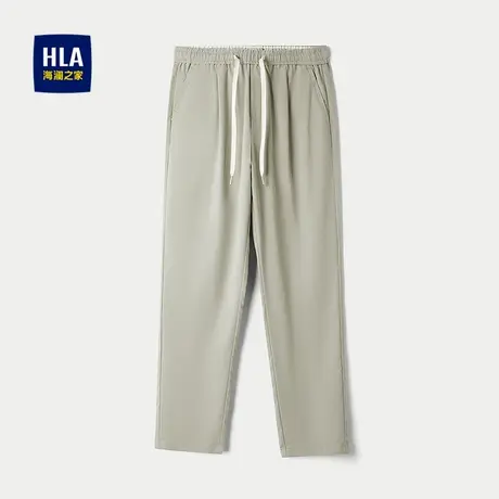 HLA/海澜之家抽绳系带休闲裤25春夏新宽松锥形九分仿铜氨纯色裤男图片