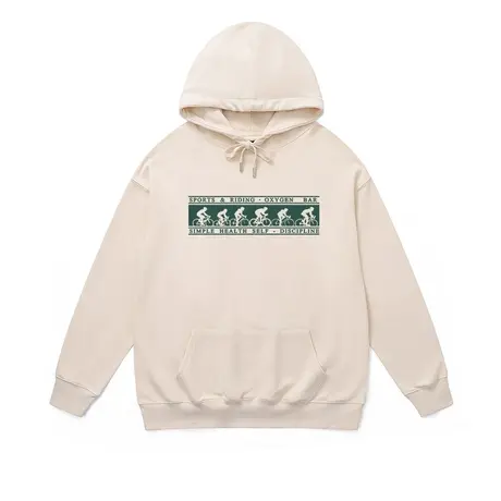 连帽米色卫衣美式复古sportyrich同款健身骑行字母运动风大码外套图片