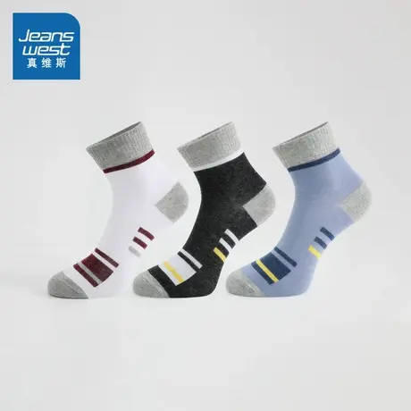 PQ【三对装】真维斯男款短袜2025春季男式cleanfit拼色休闲袜子商品大图