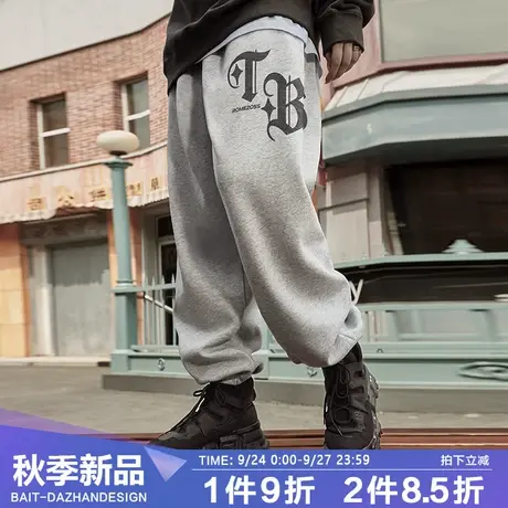 男宽松卫裤欧美vibe风简约罗马字母美式复古网红爆款休闲束脚裤子商品大图