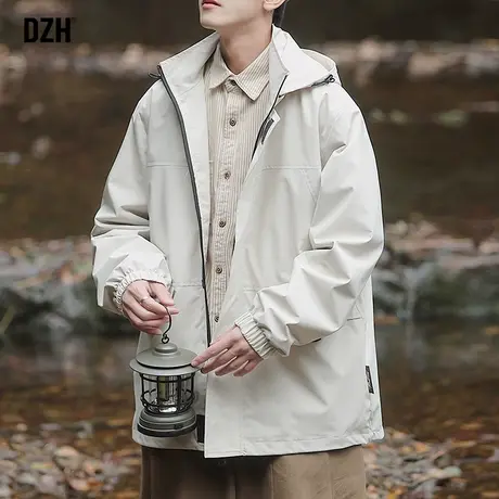 男士户外冲锋衣男款春秋潮牌连帽外套宽松男装2023新款连帽夹克衫商品大图