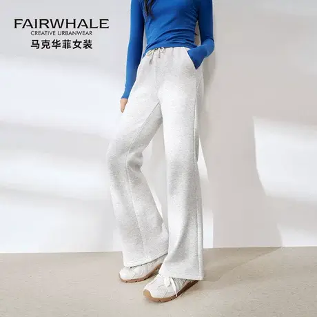 马克华菲微喇叭运动裤女2025春秋新款高腰显瘦休闲阔腿裤宽松卫裤图片
