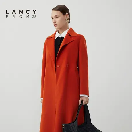 [朗姿奥莱]LANCY/朗姿羊毛大衣女2022冬季新款收腰显瘦翻领双面呢图片