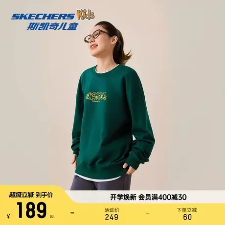Skechers斯凯奇卫衣新品秋季女款外套头衫圆领长袖宽松舒适运动服商品大图