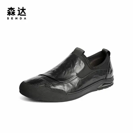 森达休闲皮鞋男2025秋新商场同款简约舒适平底单鞋2BD02CM5商品大图
