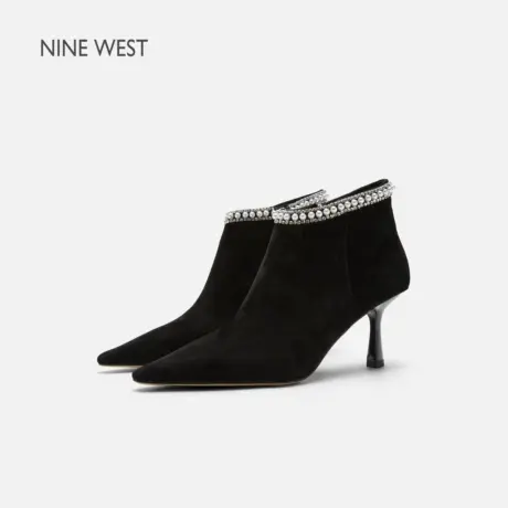 Nine West/玖熙珍珠高跟时装靴女2025秋季新款气质短靴韩式及踝靴商品大图