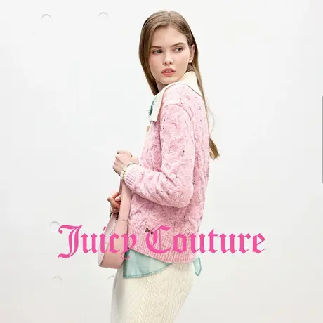 Juicy Couture橘滋针织衫女2025年秋季新款撞色大翻领学院风毛衣商品大图