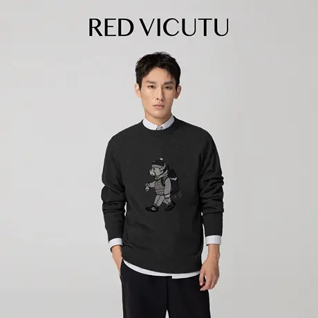 VICUTU威可多男长袖针织衫舒暖亲肤绵羊毛时尚潮流百搭休闲打底衫商品大图