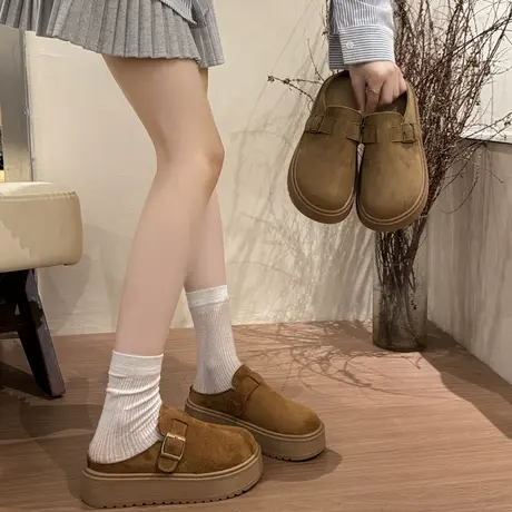 法式高级感包头半拖鞋女2025秋季新款厚底增高勃肯鞋外穿懒人拖鞋商品大图