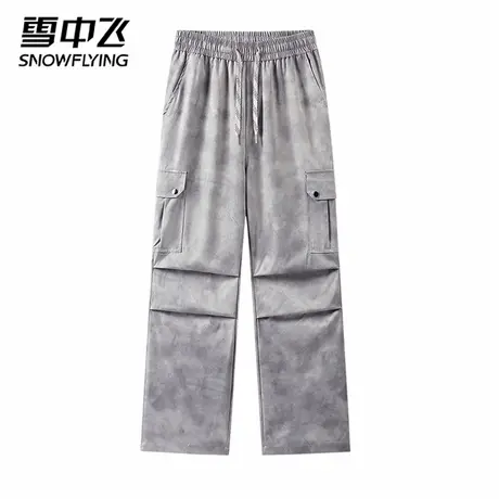 雪中飞工装风扎染百搭舒适休闲裤男款宽松直筒伞兵裤松紧腰长裤图片