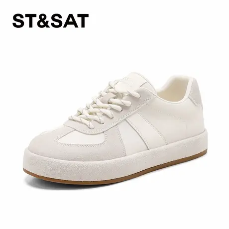 星期六米白色德训鞋女2026春季新款厚底阿甘鞋百搭通勤休闲运动鞋商品大图