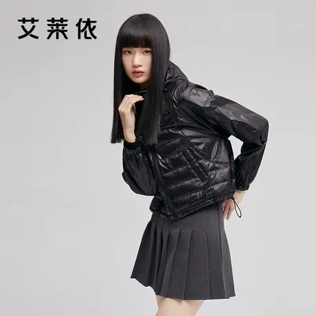艾莱依连帽轻薄短款羽绒服女小个子春保暖女装休闲羽绒外套图片