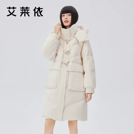 【直播专享】艾莱依牛角扣中长款羽绒服女2022年冬季新款时尚外套图片