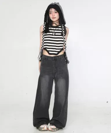 KEIKO 竖坑条吊带小背心2024早春小众内搭外穿无袖条纹针织衫上衣商品大图