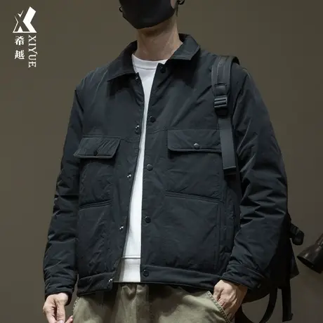 希越新国标90鹅绒轻薄羽绒服男冬季宽松工装衬衣棉服大码男士外套商品大图