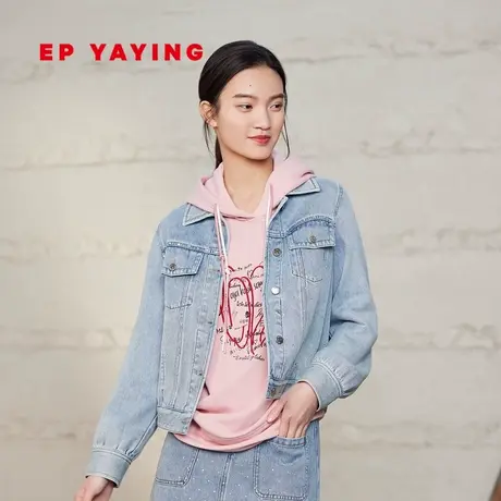[可机洗]EP YAYING雅莹 减龄烫钻牛仔夹克外套 2023夏季新款J199N商品大图