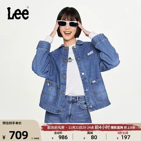 Lee商场同款buddy lee23秋冬新品舒适版中蓝色防泼水女牛仔外套潮图片