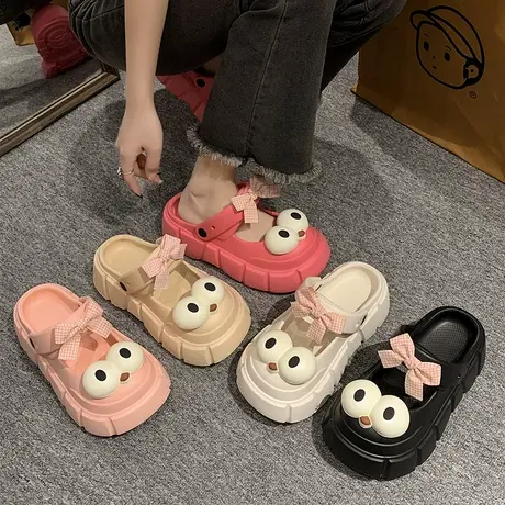 可爱甜美包头拖鞋女夏外穿2023新款卡通厚底增高居家休闲沙滩凉鞋图片