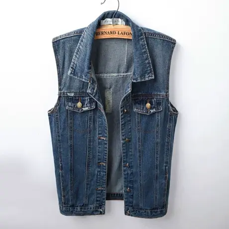 春秋韩版牛仔马甲女中长宽松新款无袖外套大码韩国BF风背心图片