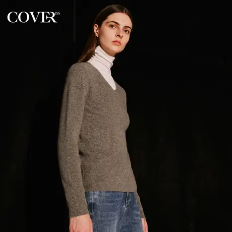 COVER冬季牦牛绒羊毛混纺坑条针织衫商品大图