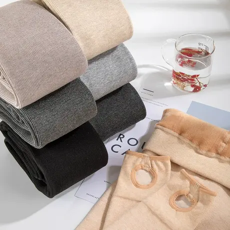 螺旋纹打底裤竖条纹外穿加绒加厚薄绒春秋冬季灰色薄款踩脚连脚棉商品大图