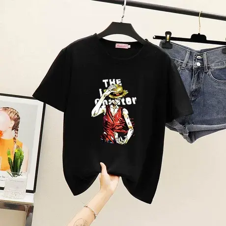 短袖t恤女宽松韩版2024新款纯棉半袖体恤夏季网红超火ins潮上衣服图片