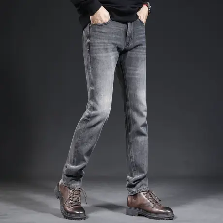 美式休闲宽松牛仔裤男直筒秋季2023新款深灰色高端男士牛仔裤中年图片
