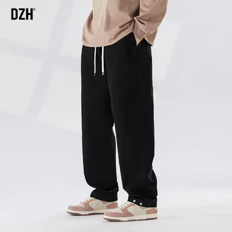 男生黑色纯棉裤子男秋季宽松直筒休闲裤百搭美式伐木工装裤潮长裤商品大图