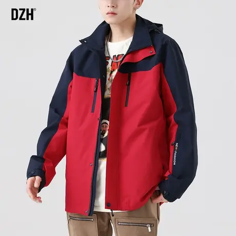 男士登山服冲锋衣男款防水防风外套男春秋款红色上衣高级感防风衣商品大图