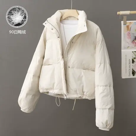 短款羽绒服女2024冬季新款韩系小个子立领白鸭绒外套时尚面包服潮商品大图