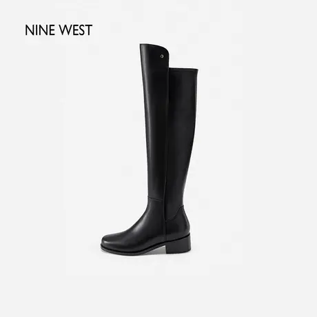 Nine West/玖熙高筒靴女秋冬新款中跟靴长靴真皮显瘦骑士靴时装靴商品大图