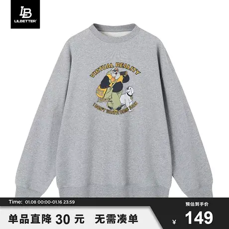 Lilbetter圆领卫衣男春秋季2024新款潮牌美式长袖印花宽松上衣LB商品大图