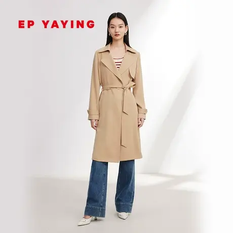 EP YAYING雅莹女装 复古垂感修身风衣外套 2024春装新品7302B图片
