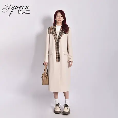 西装大衣女春季新款时尚通勤设计感小众拼接领中长款正肩风衣外套图片