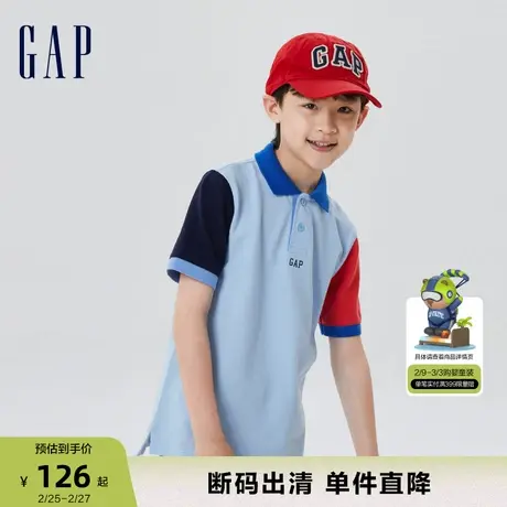 【断码优惠】Gap男童春夏纯棉透气POLO衫短袖儿童装上衣585695商品大图