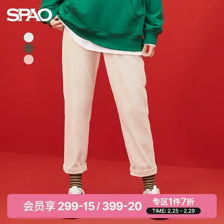 SPAO女士休闲裤春季新款直筒松紧腰灯芯绒长裤SPTCC4VS20图片